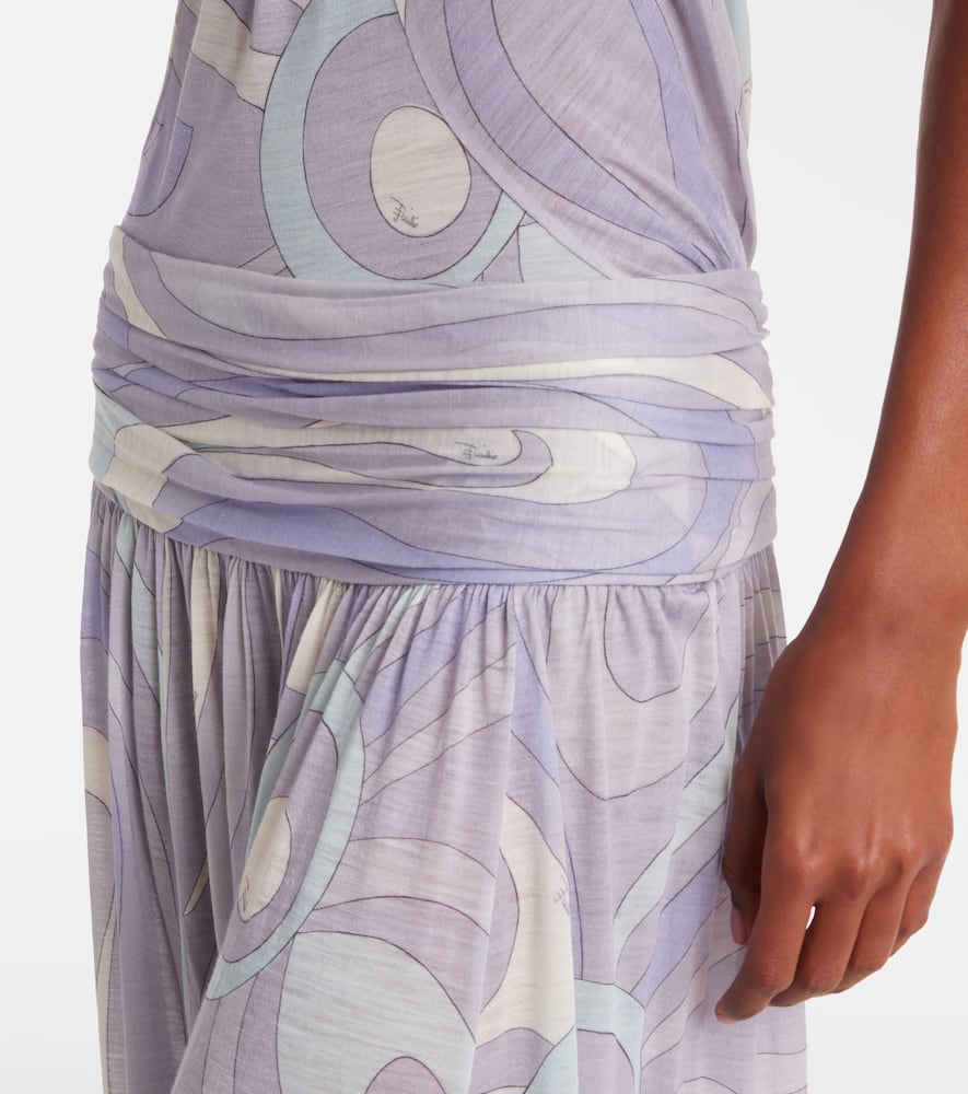 Iride gathered wool-blend gown