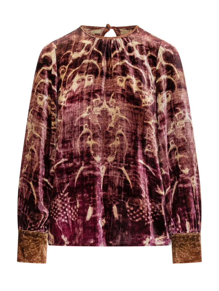 Red Printed Round Neck Top