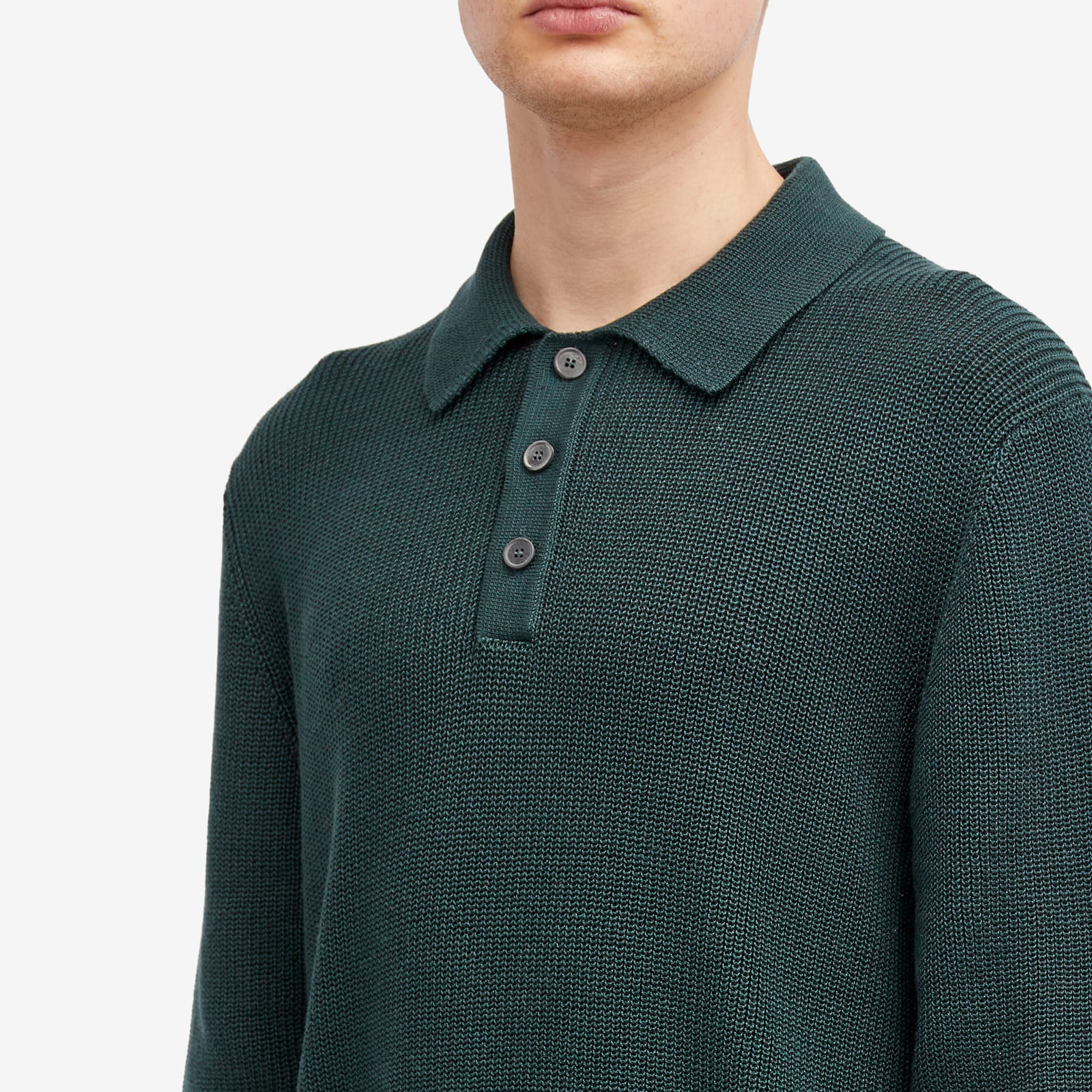 Men's Long Sleeve Slouchy Polo Shirt in Green