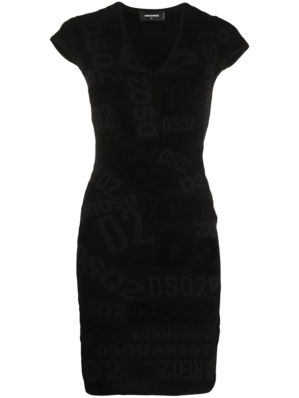 Chenille logo print dress - Black