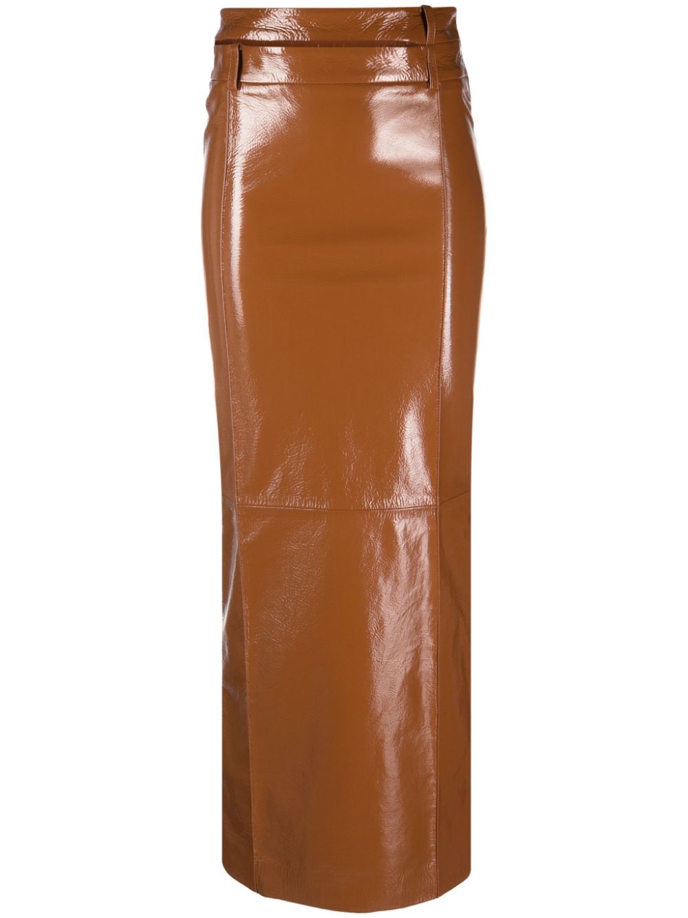 Ararat patent-finish skirt - Brown