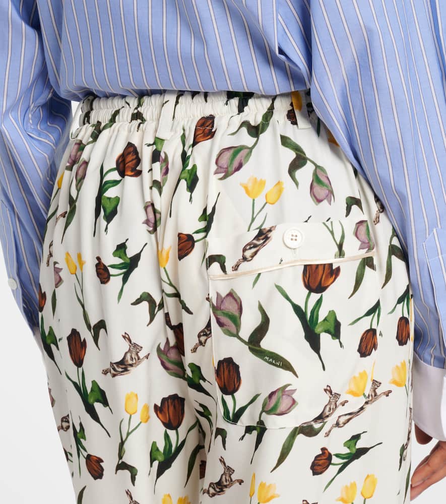 Printed silk palazzo pants