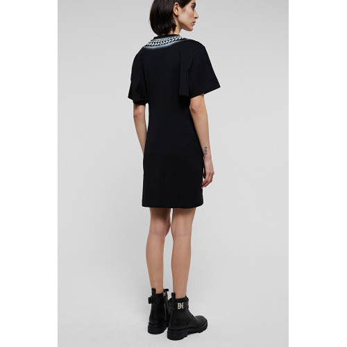 Chain-print T-shirt dress - Black