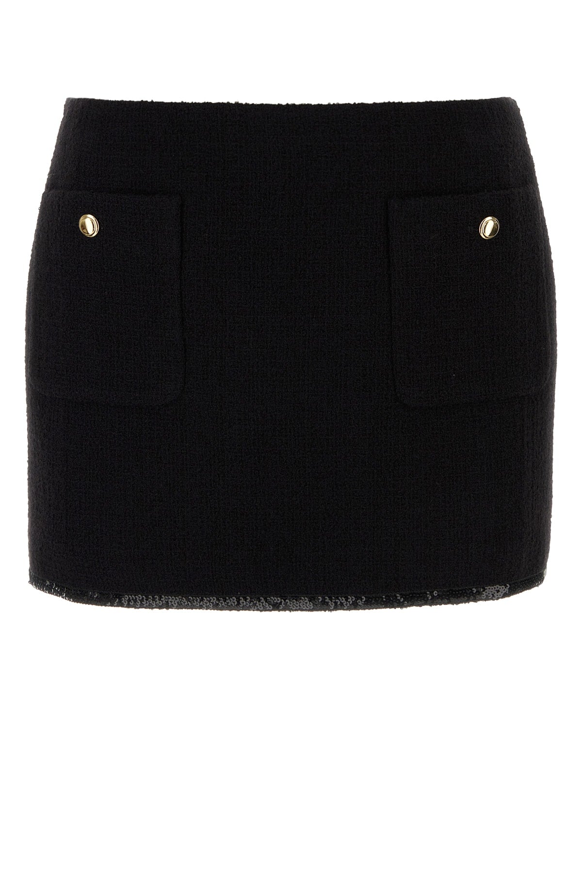 Wool-Blend Knit Skirt — Black