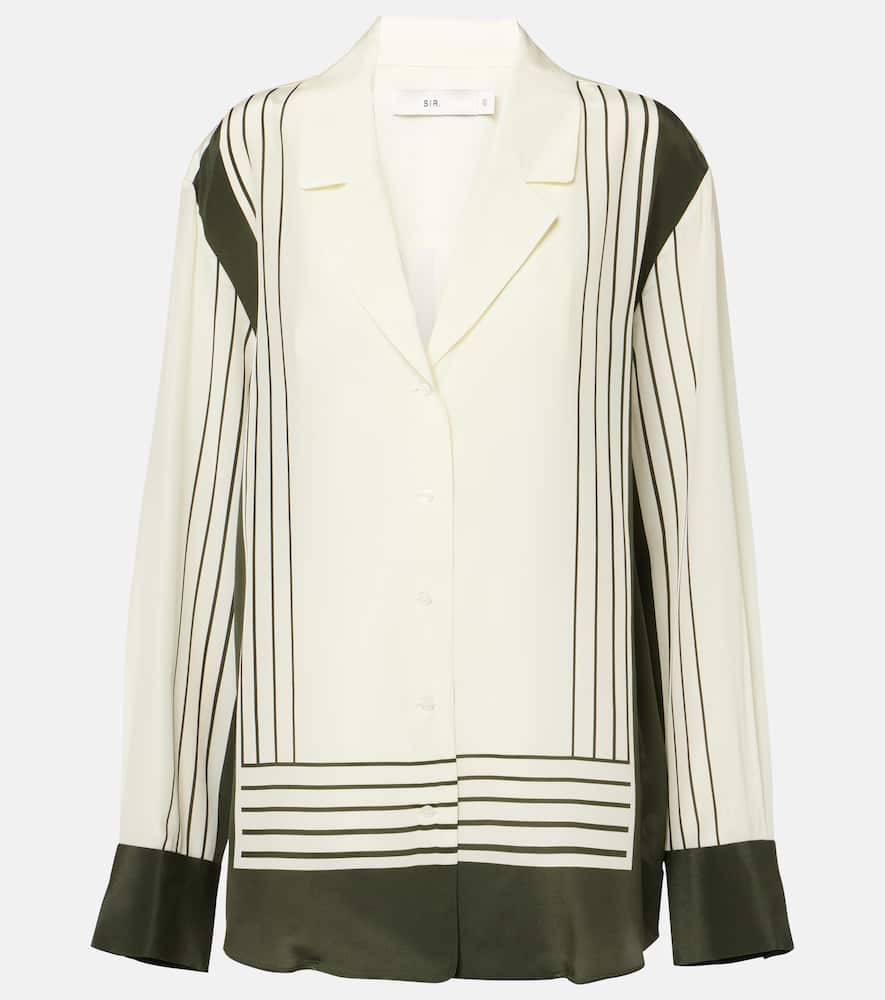 Leilana striped silk crêpe de chine shirt