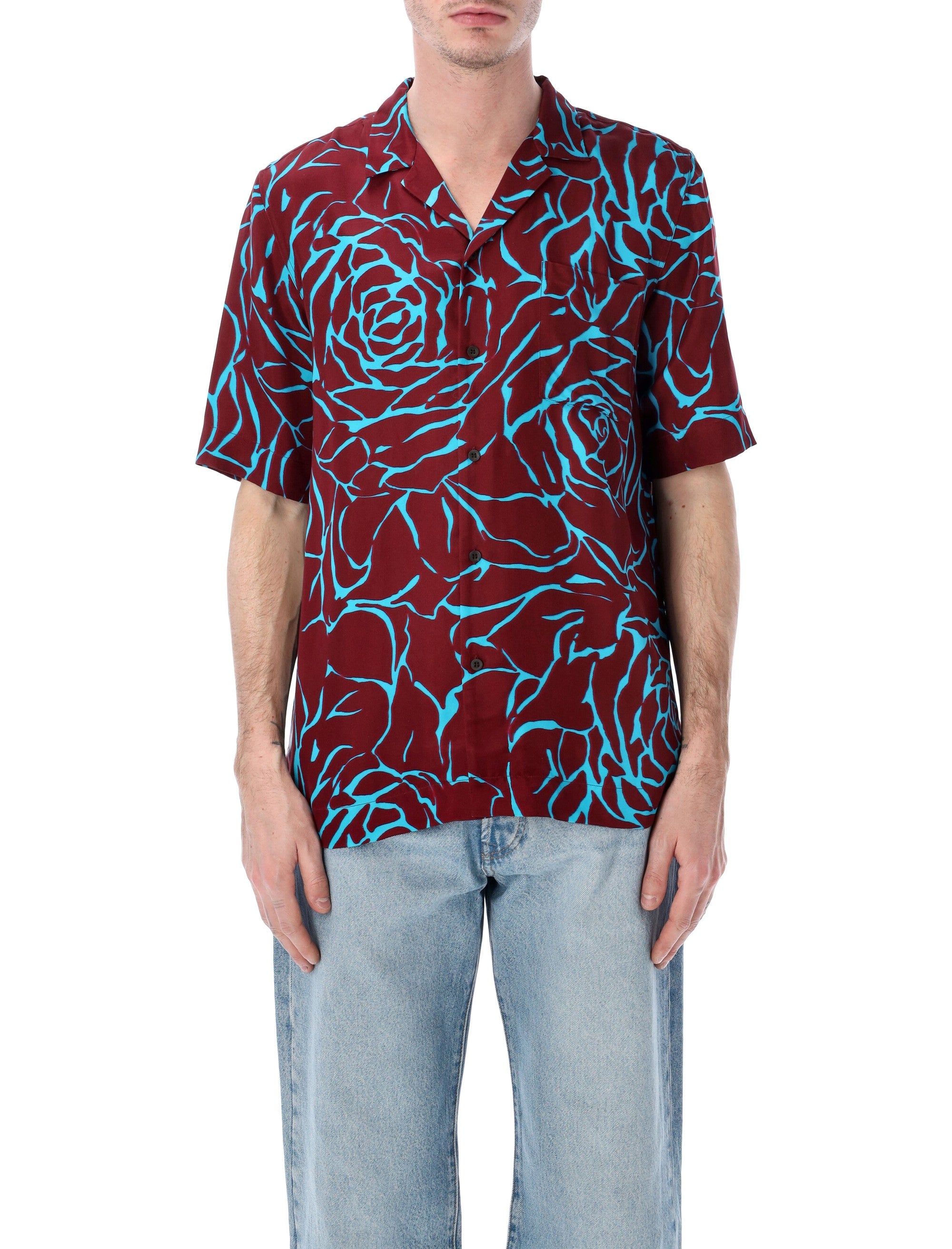 Boxy Fit Shirt in Cotton Poplin, with Revere Collar and Chest Patch Pocket