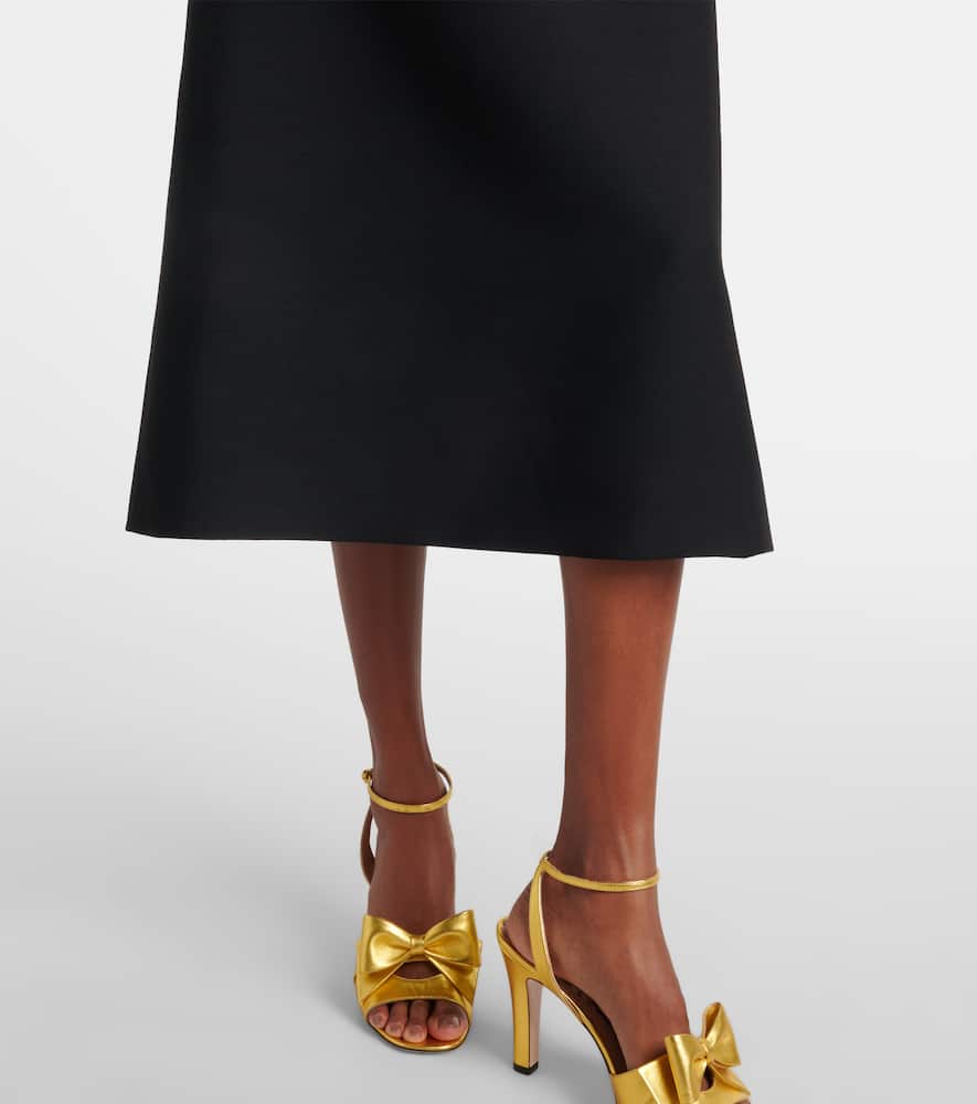 Crepe Couture feather-trimmed midi dress