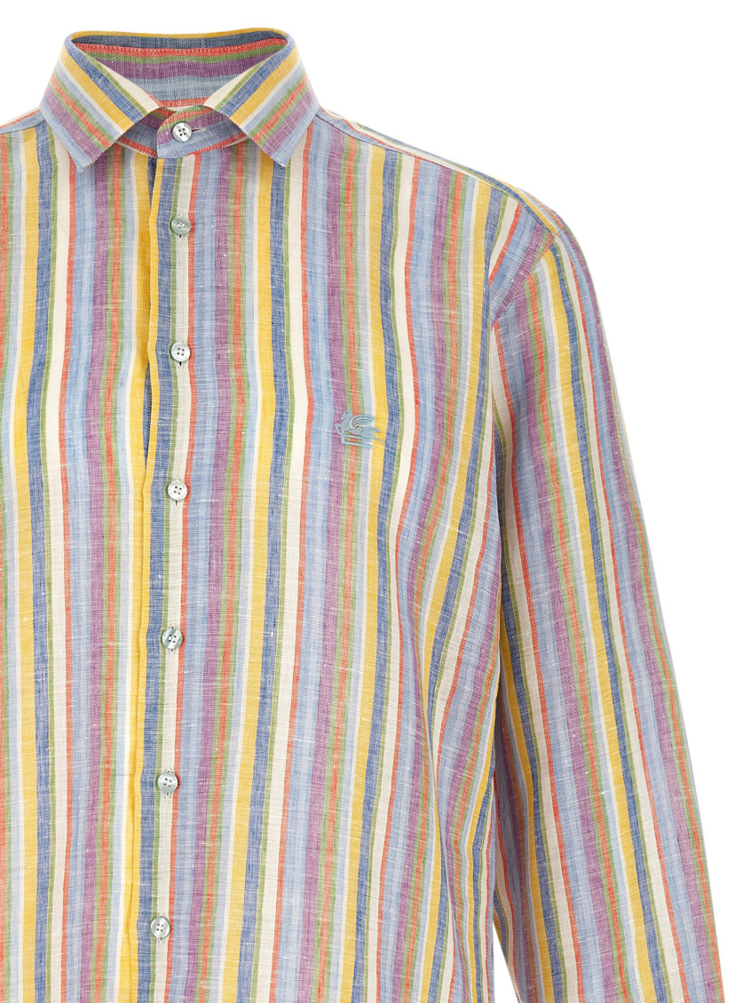 Striped Linen Shirt Shirt And Blouse Multicolor