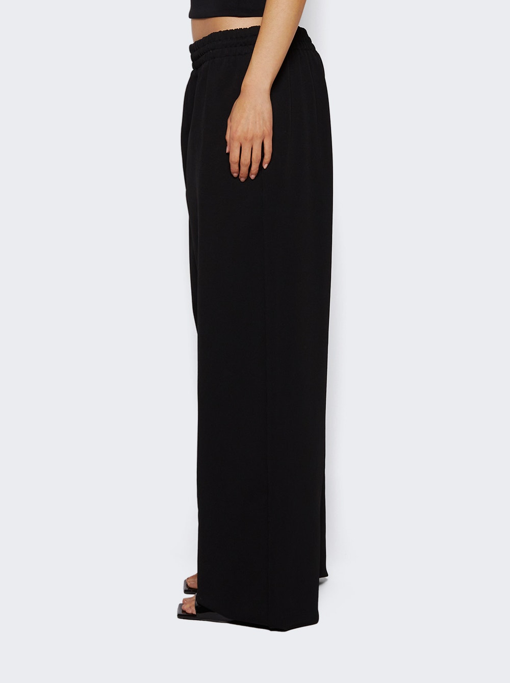 Ribbed straight-leg trousers - Black