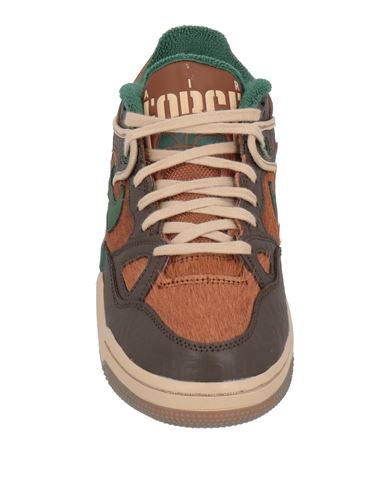 Man Sneakers Brown Size 6 Leather, Synthetic fibers