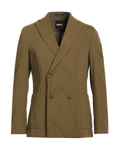 Man Blazer Military green Size 40 Linen, Viscose, Elastane