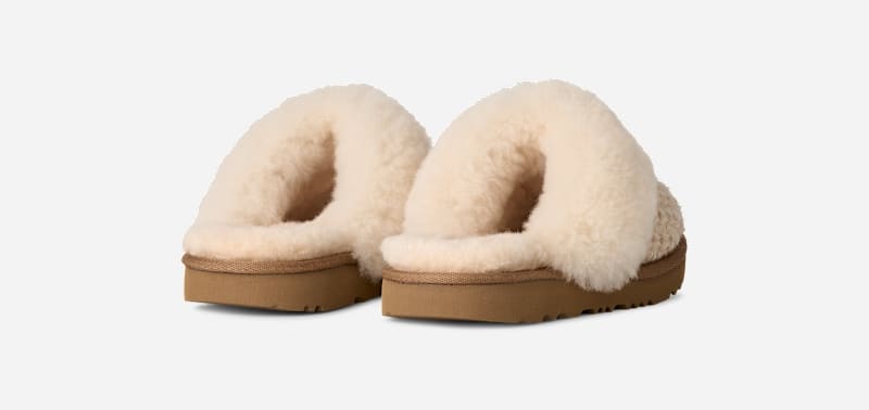 ® Toddlers' Cozy II Knit Sheepskin Slippers in Cream