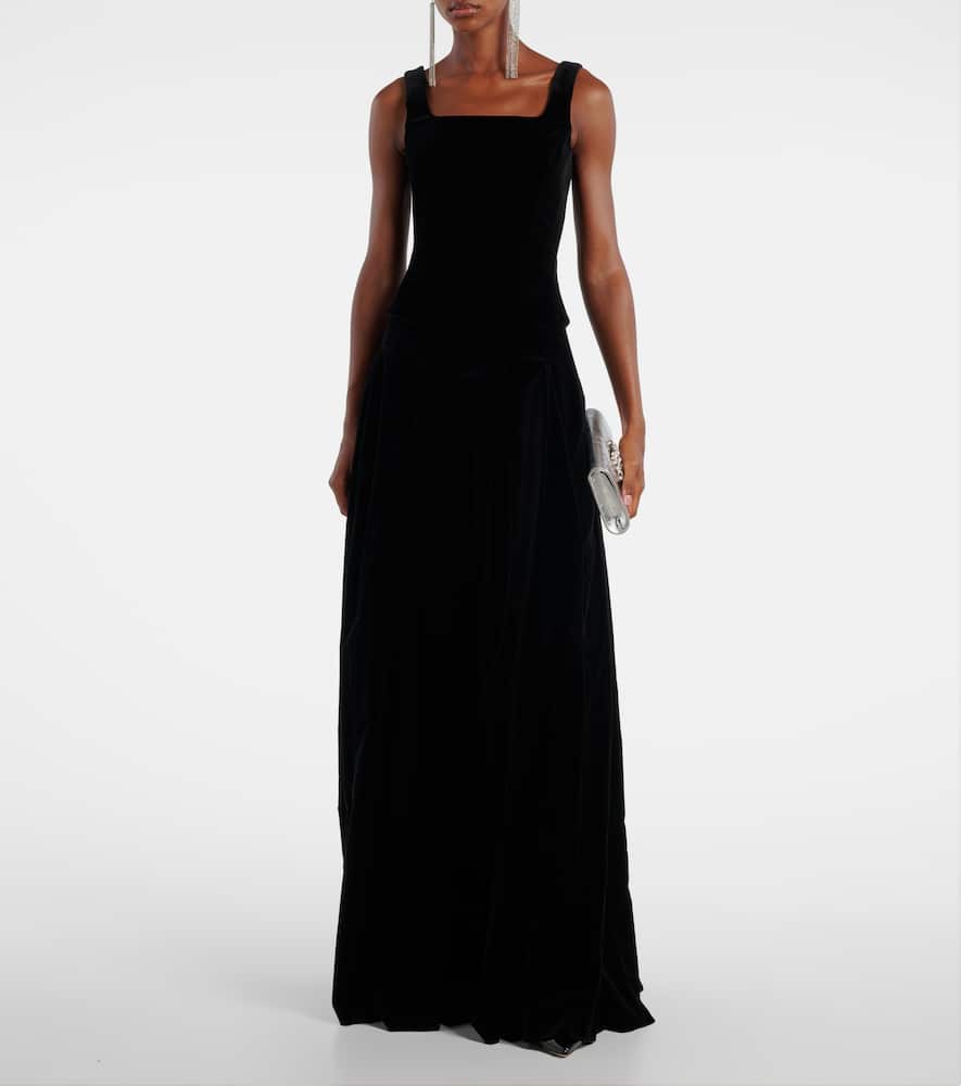 Cotton velvet maxi skirt