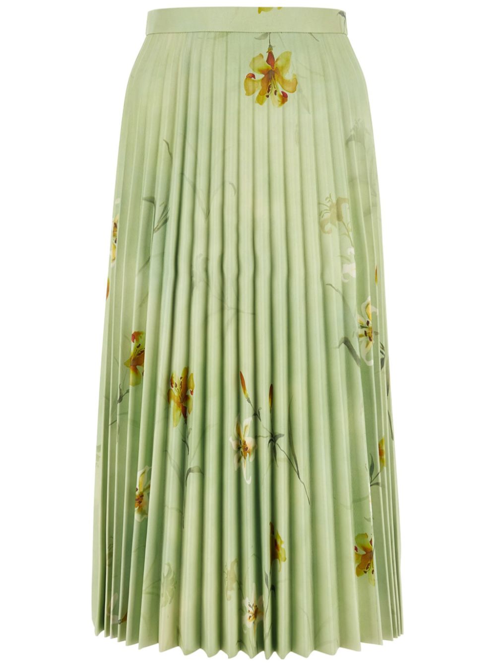 Floral-print pleated midi skirt - Green