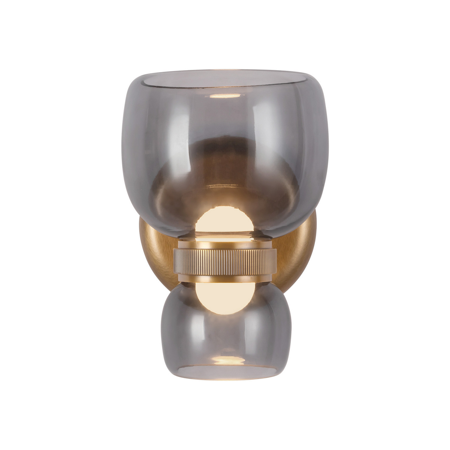 Vintage Brass Smoked Glass LED Bathroom Vanity Light from the Sutton Collection