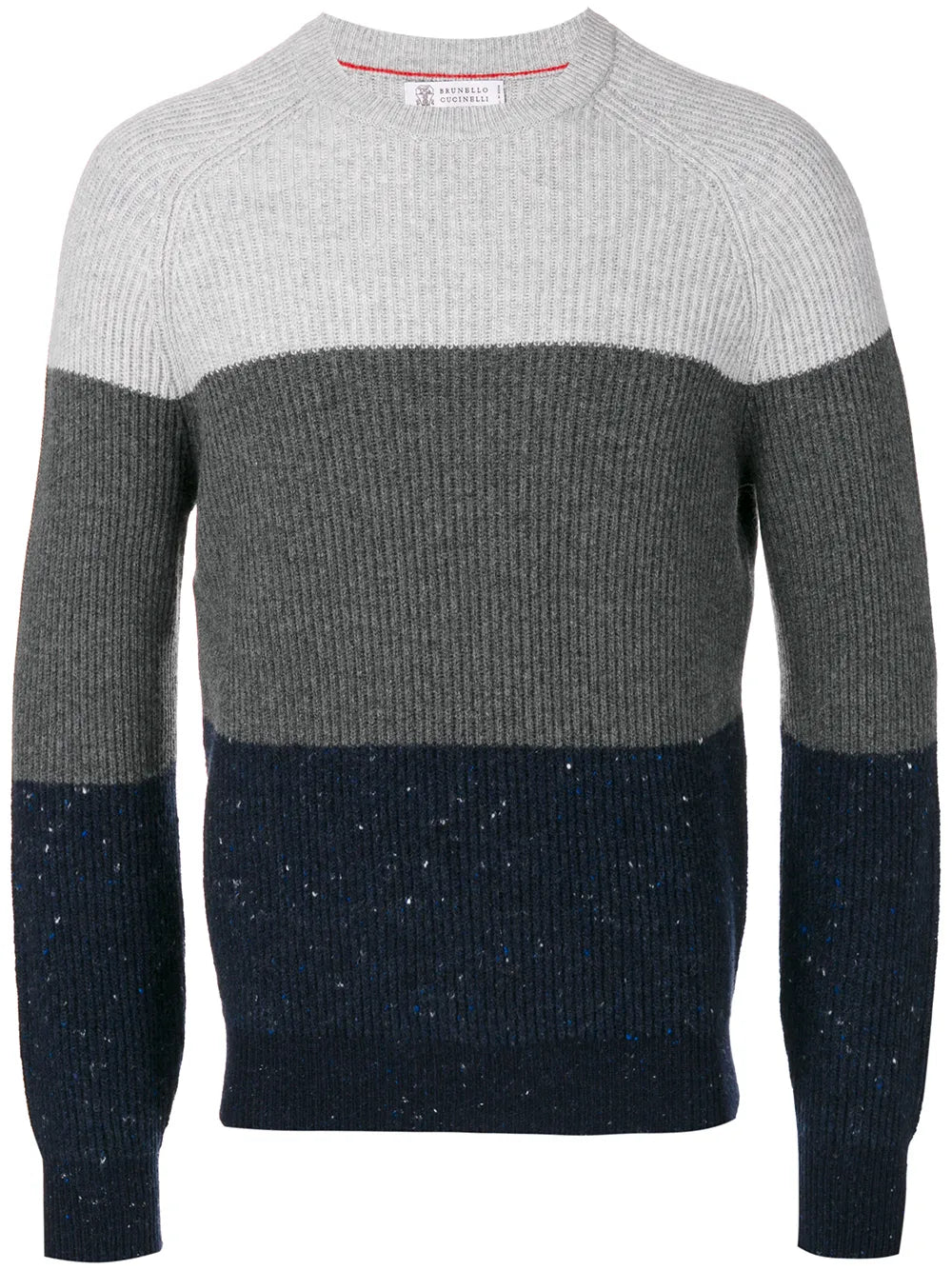 Striped Wool-Cashmere Sweater — Grey