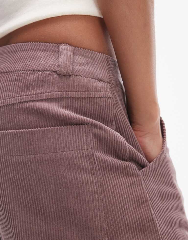 Topshop Womens relaxed fit tailored corduroy trousers in dusky pink
