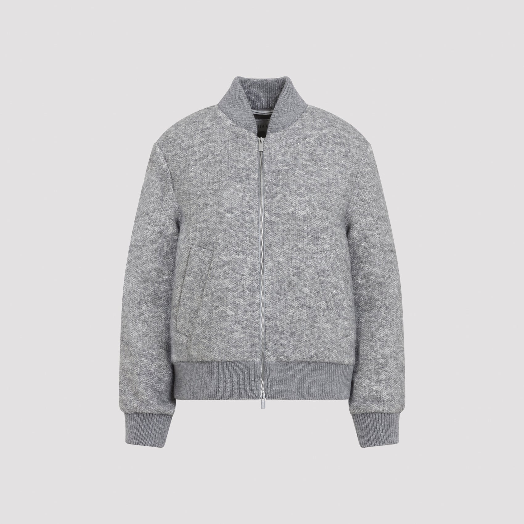 Women's Bouclé Bomber Jacket in a Wool-Alpaca Blend