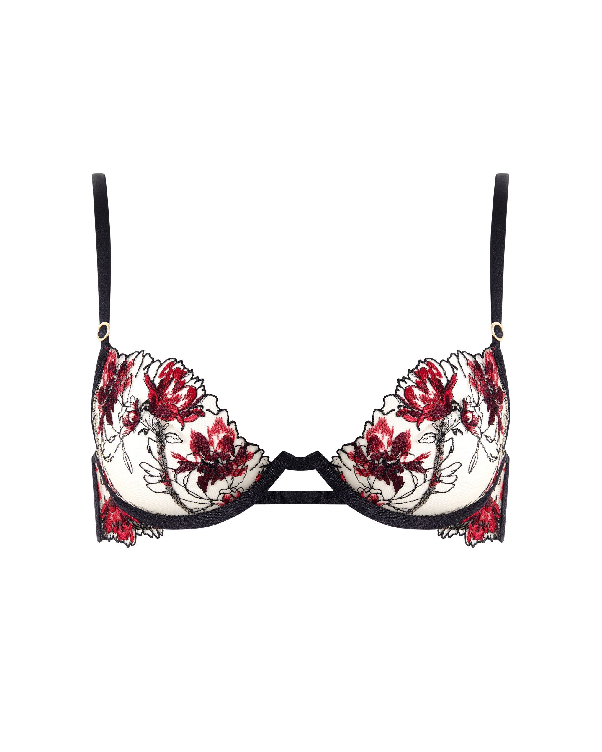 Bluebella Calista Sheer Floral Bra Black/Cherry