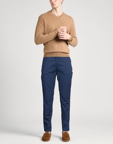 Man Pants Navy Size 42 Cotton, Elastane