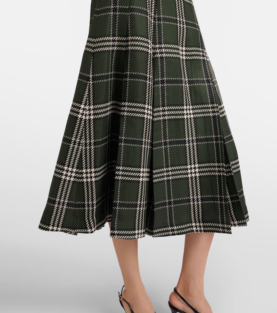 Kensie checked wool-blend midi skirt
