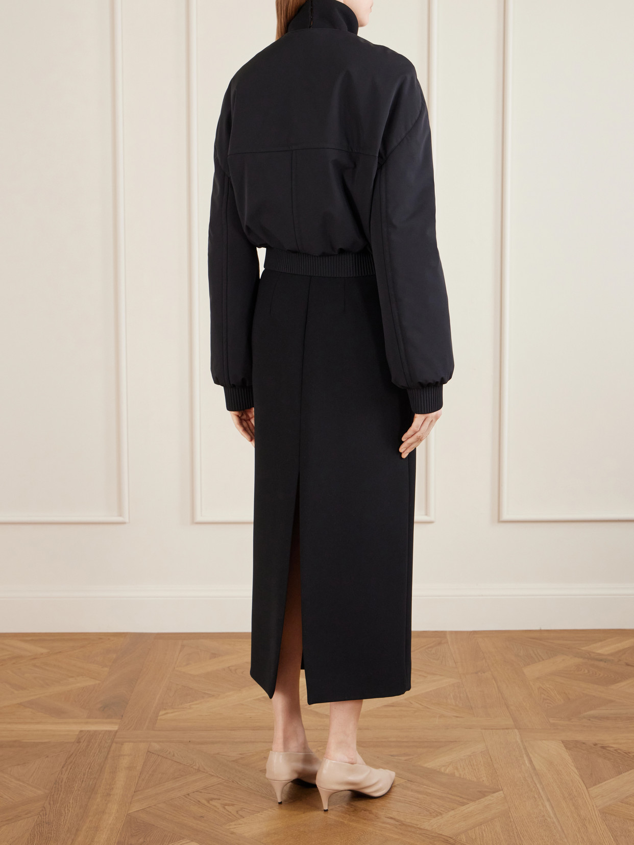 Cordan Cropped Shell Bomber Jacket - Black