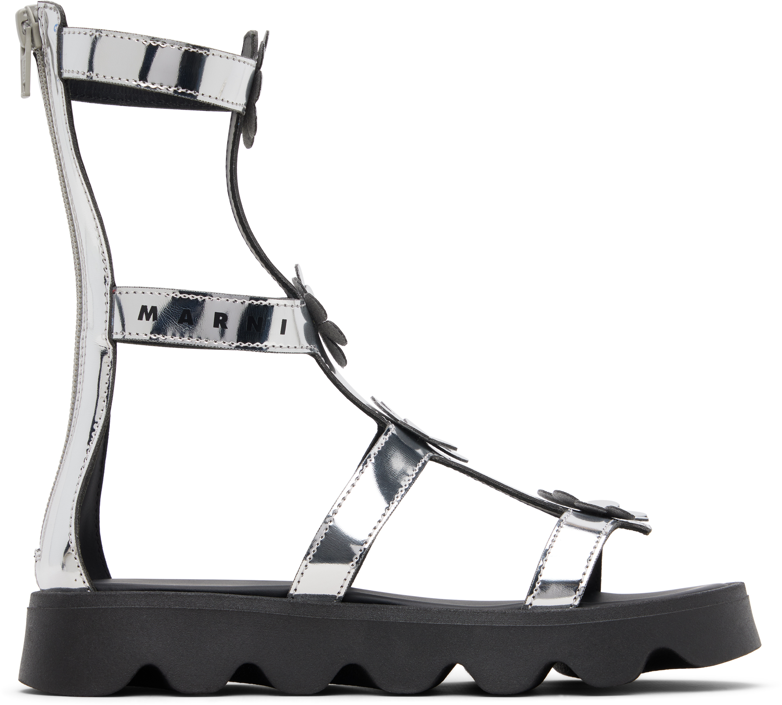Kids Silver Flower Sandals