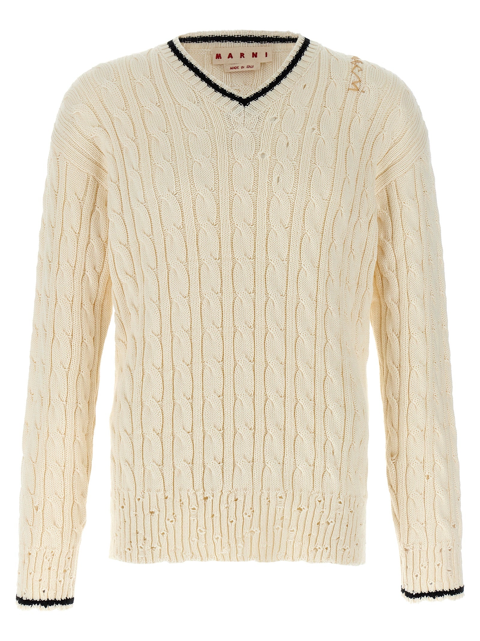 Cable-Knit Cotton Sweater — White