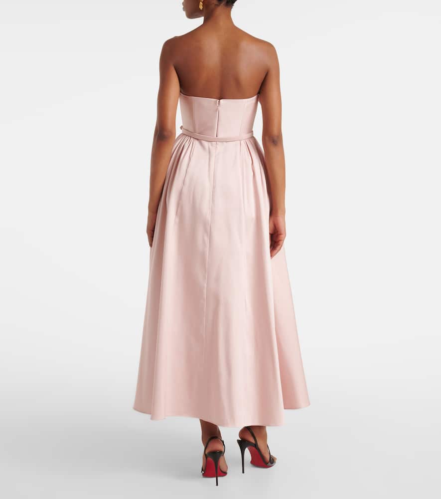 Strapless ruffled midi dress