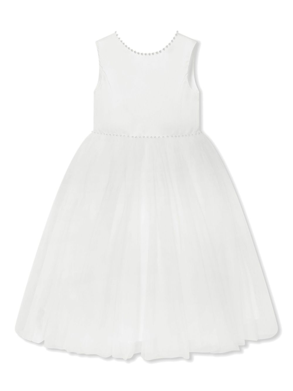Faux-pearl embellished dress - White