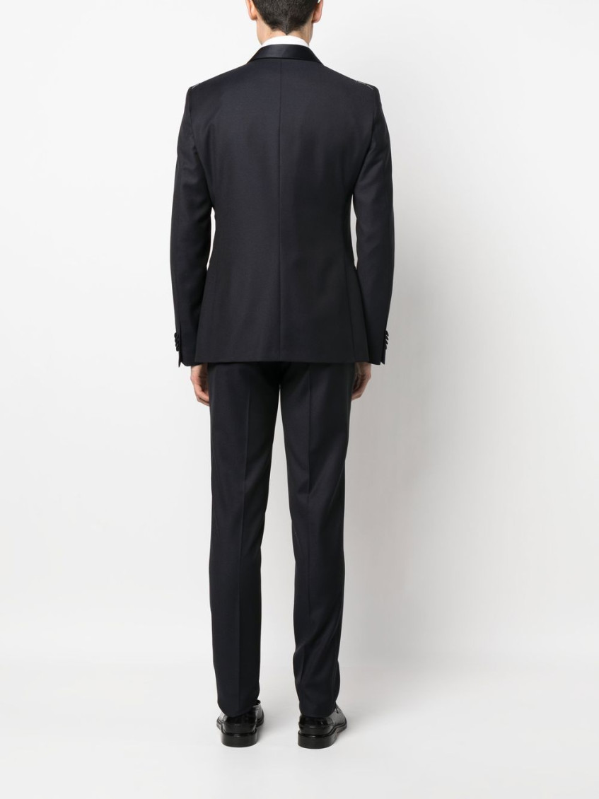 Navy Blue Single-breasted Slim-cut Dinner Suit