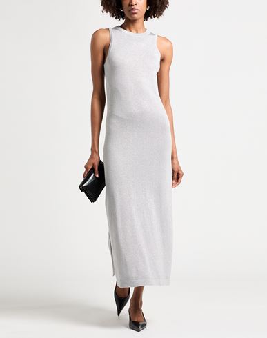 Woman Maxi dress Light grey Size 6 Cotton, Viscose, Metallic fiber, Polyester