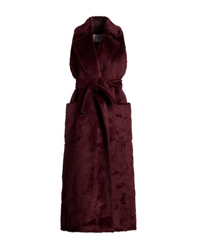 Woman Coat Plum Size 6 Alpaca wool, Virgin Wool