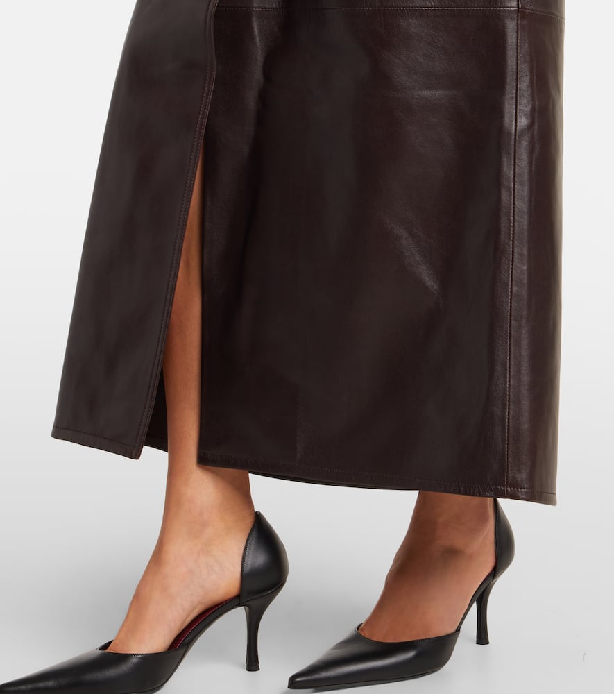 High-rise leather maxi skirt