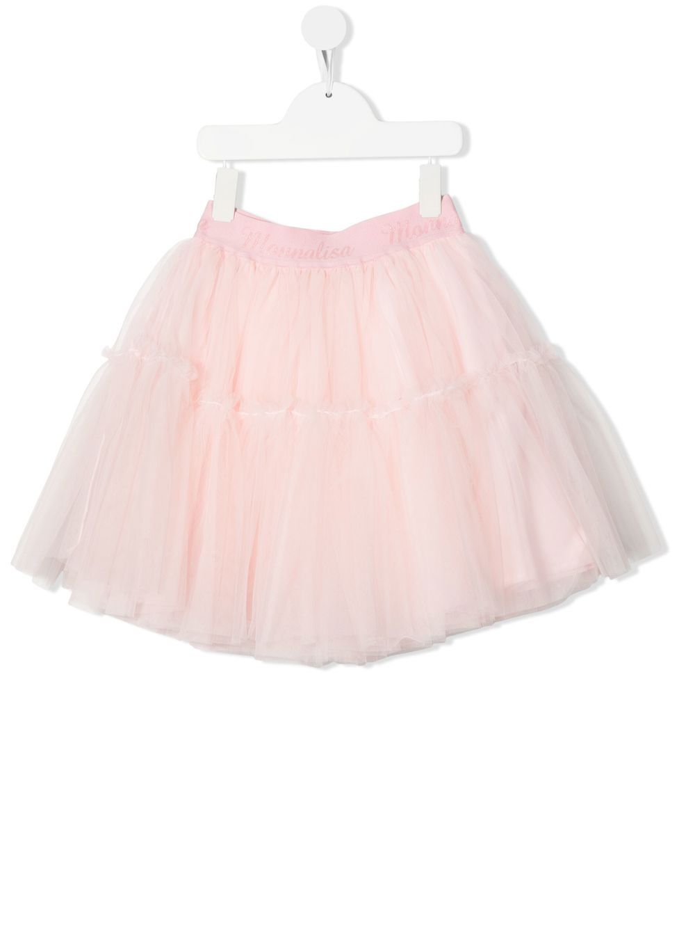 Waistband-logo tulle skirt - Pink