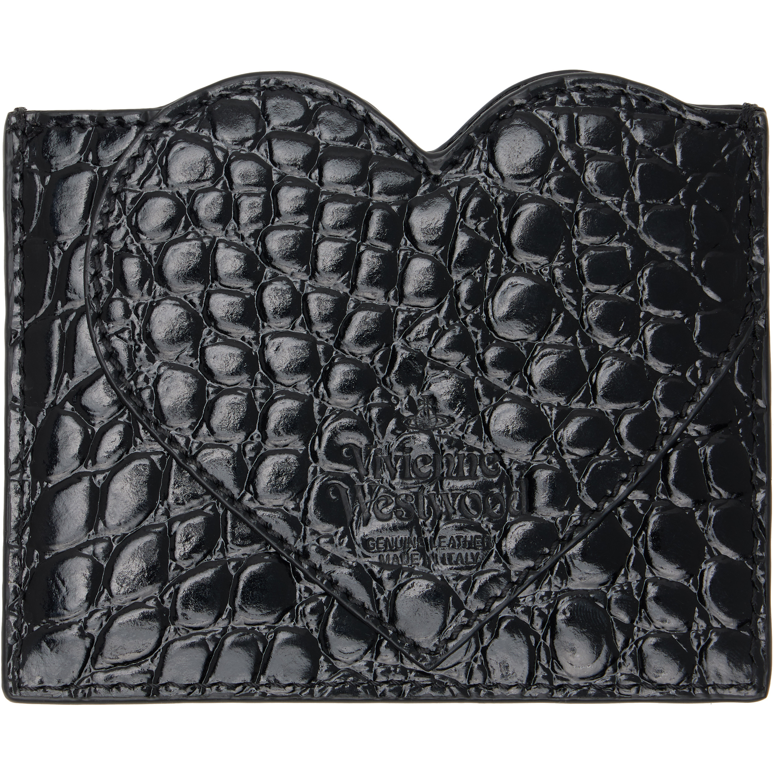Black Croc Heart Card Holder