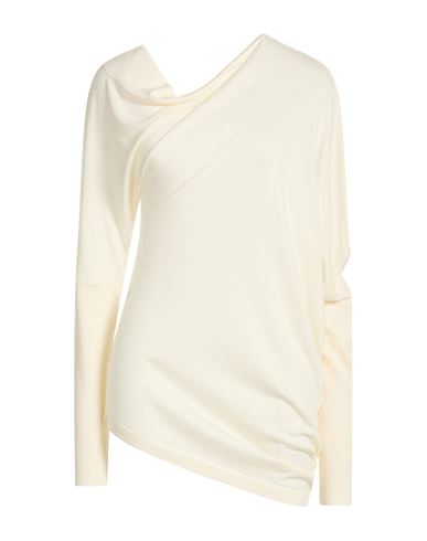 Woman Sweater Cream Size 8 Virgin Wool, Silk