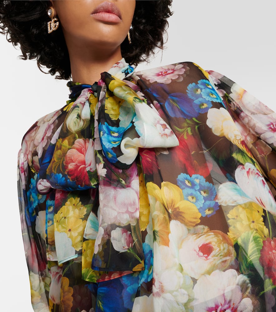 Floral silk chiffon blouse