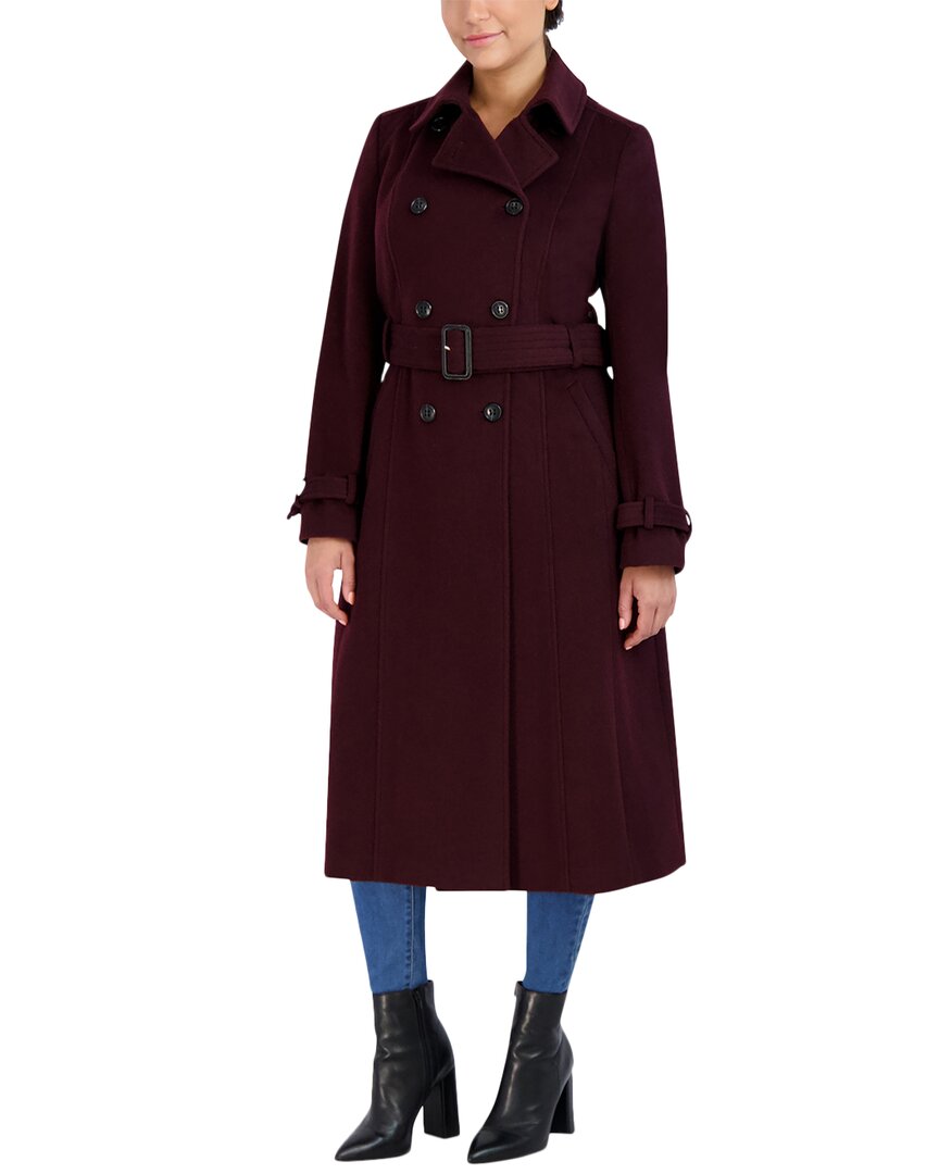 Slick Wool-Blend Flared Trenchcoat