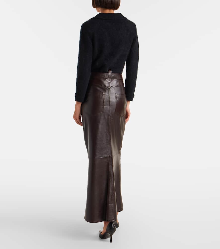 High-rise leather maxi skirt
