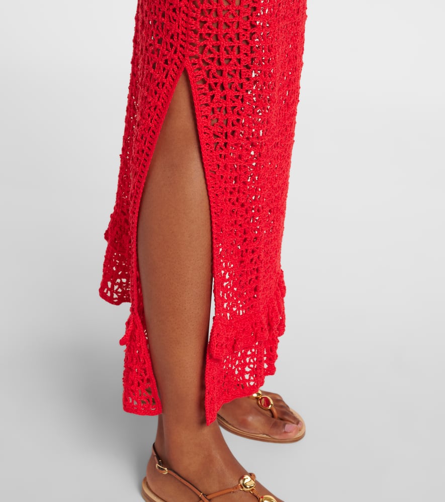 Rosette crochet cotton maxi skirt