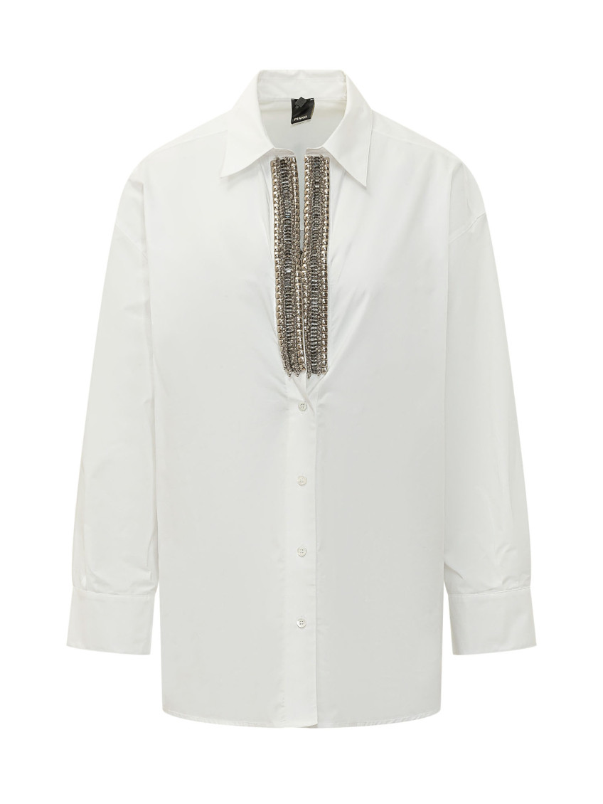 White Relaxed Embellished Shirt