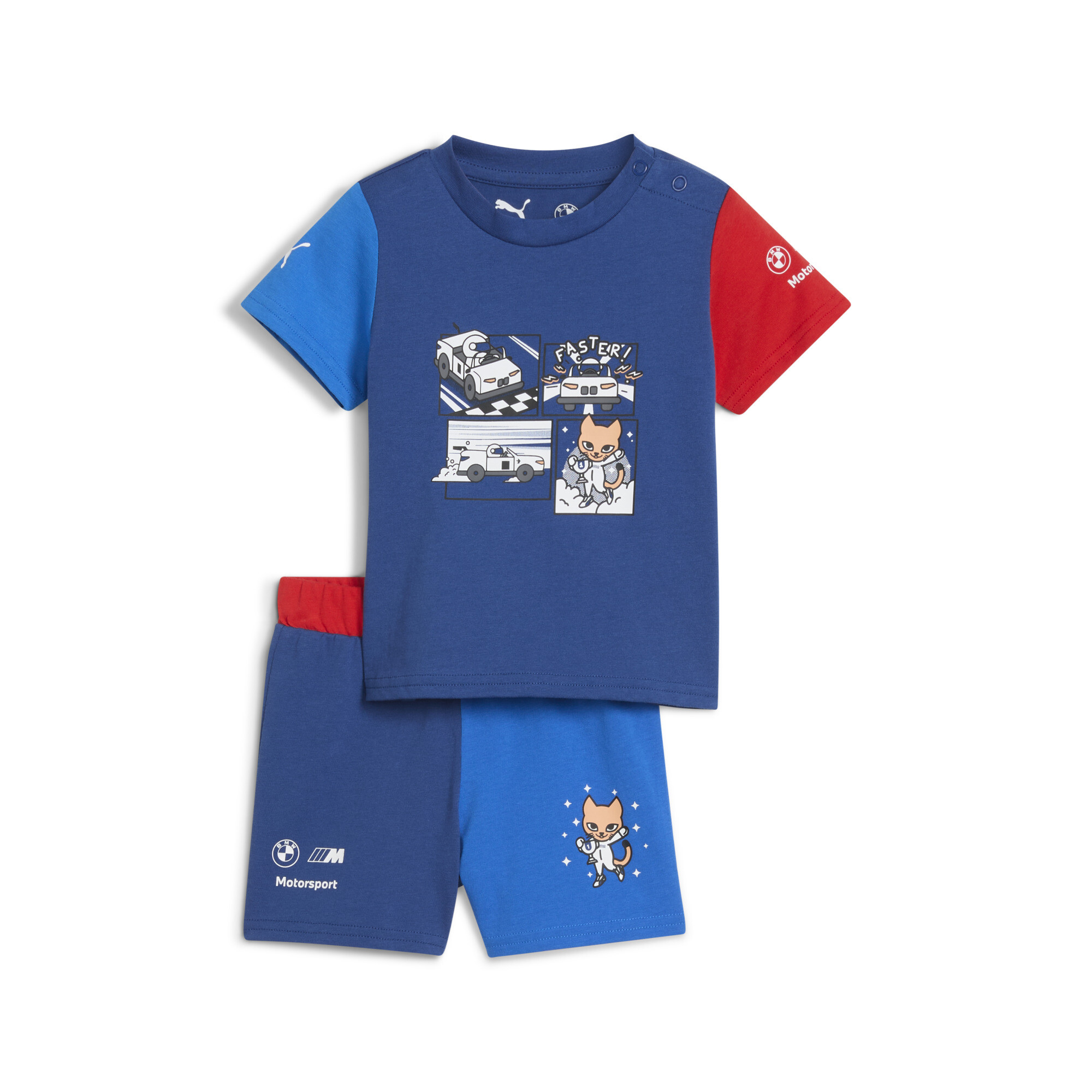 PUMA BMW M Motorsport Matching Sets Toddlers' 2-Piece T-Shirt & Shorts Set in Blue