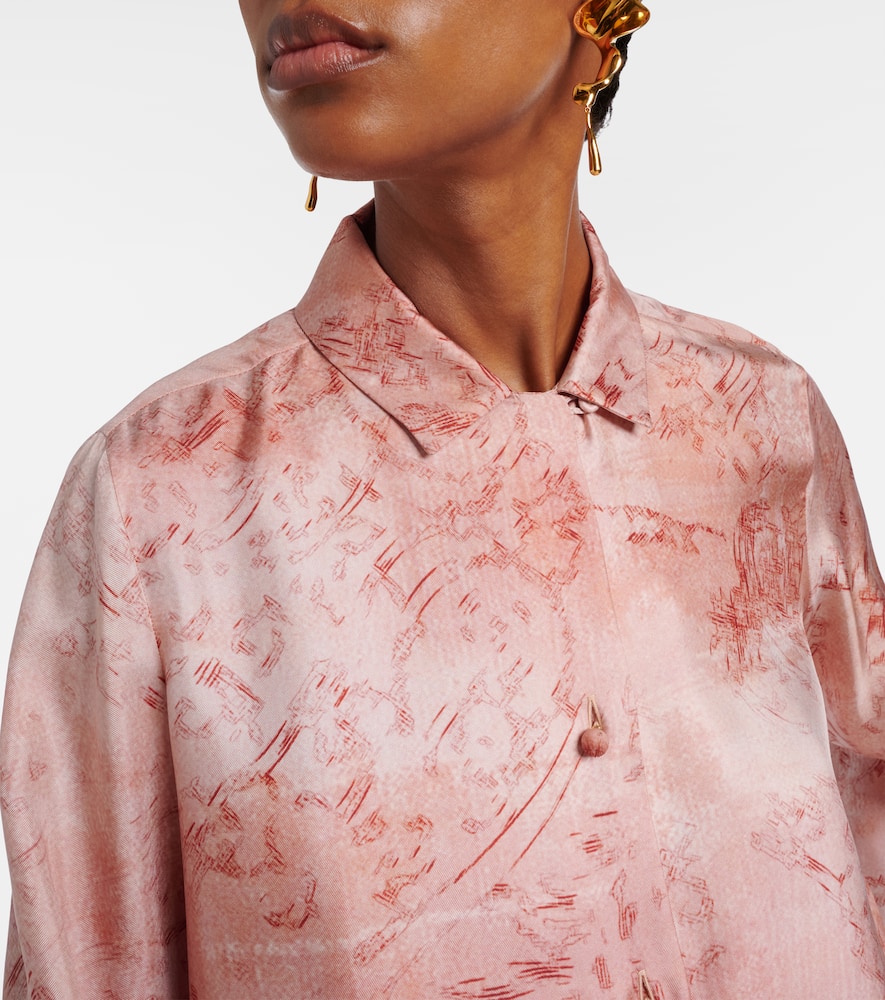 Crespo embellished printed twill shirt