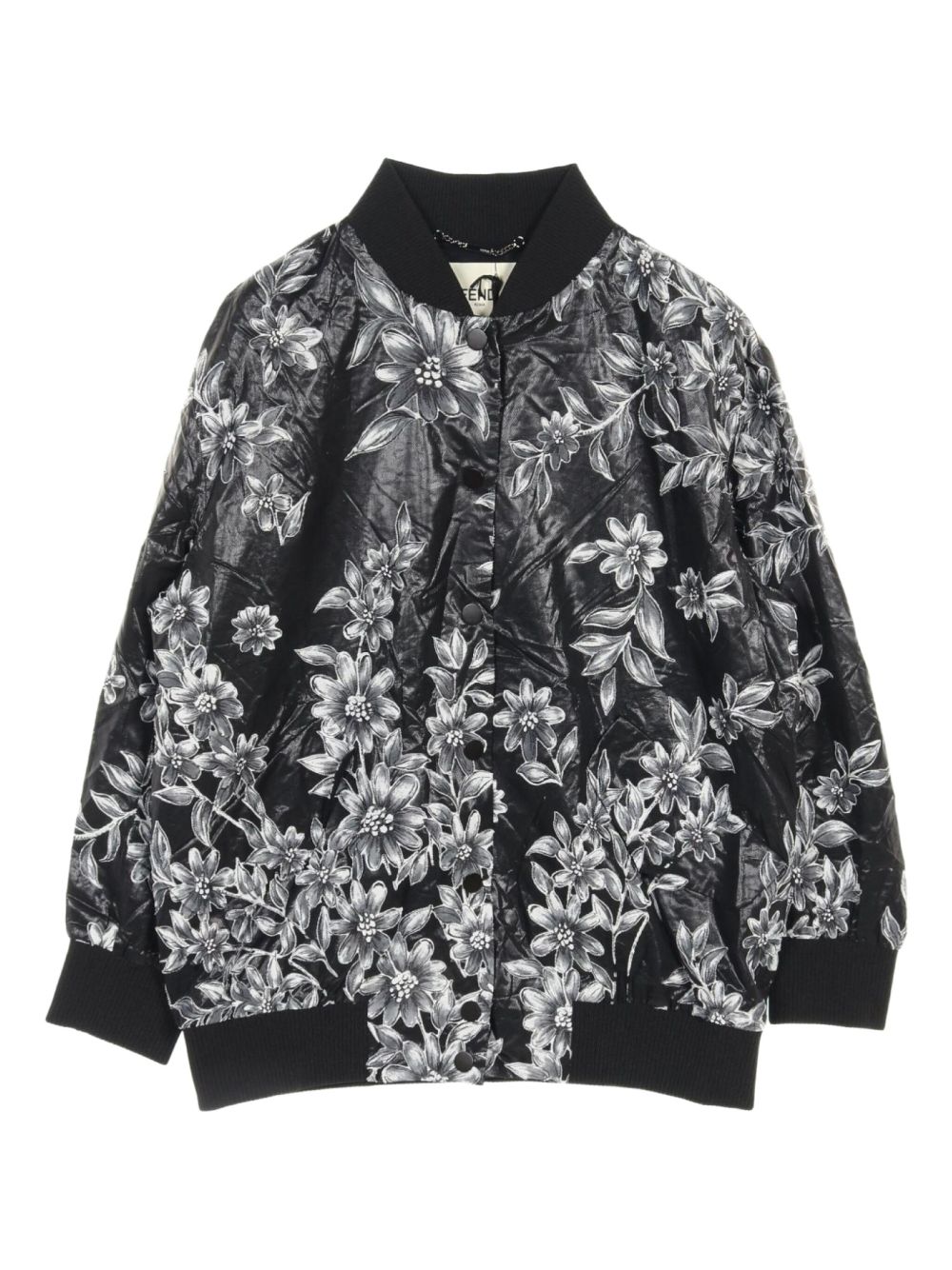 2010s floral-print bomber jacket - Black