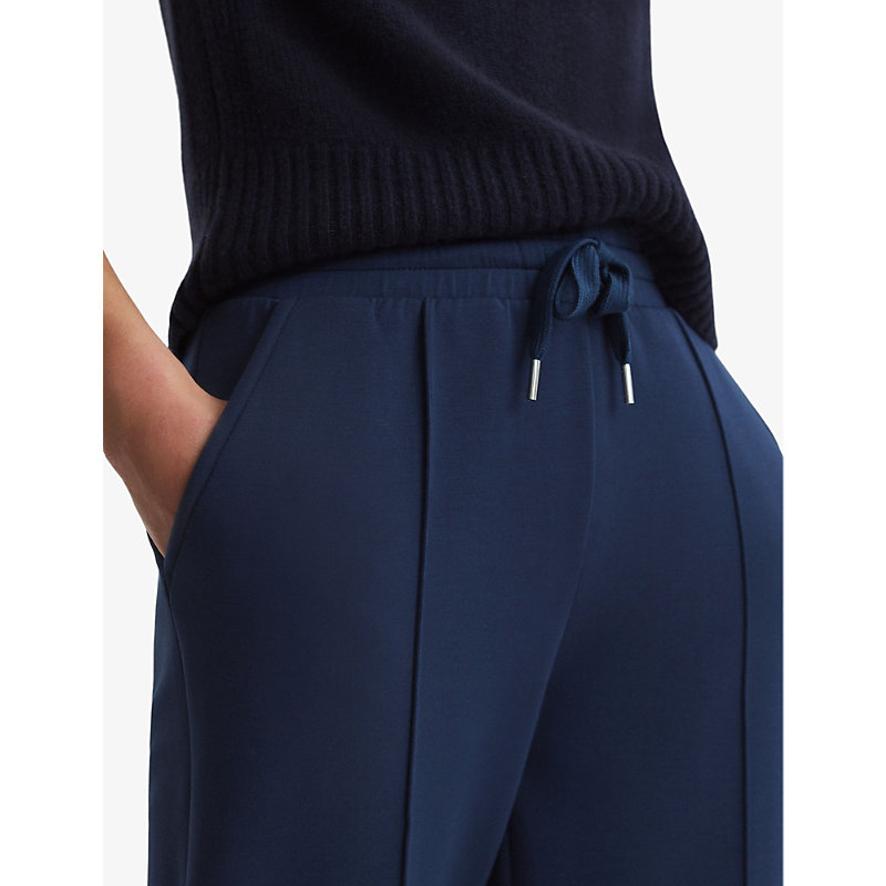 Womens Navy Jemma Drawstring-waistband Stretch-woven Jogging Bottoms