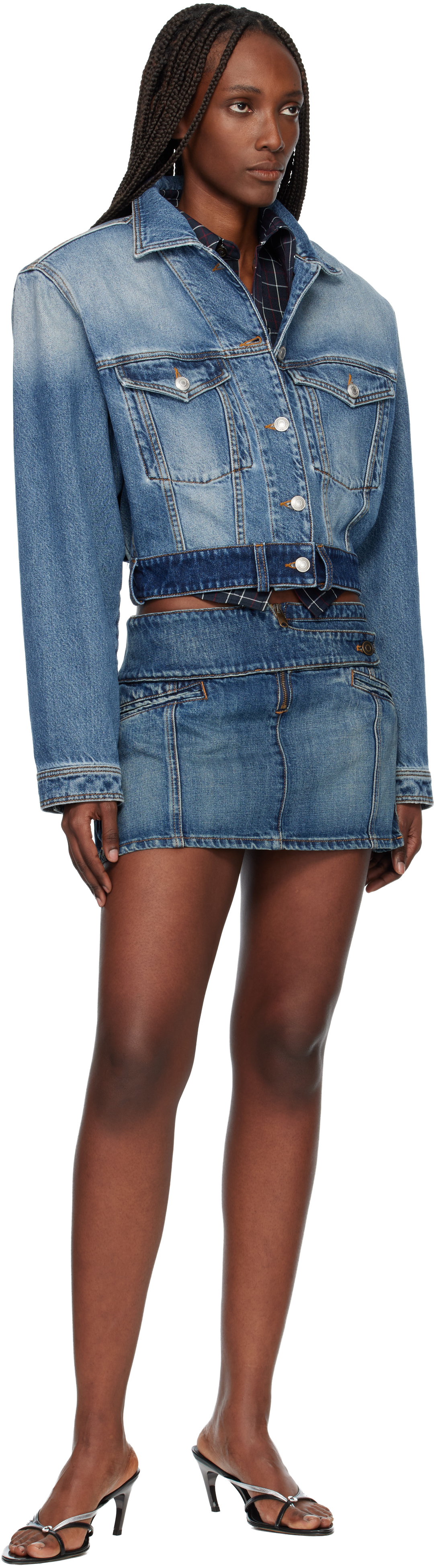 Blue Yoke Denim Miniskirt
