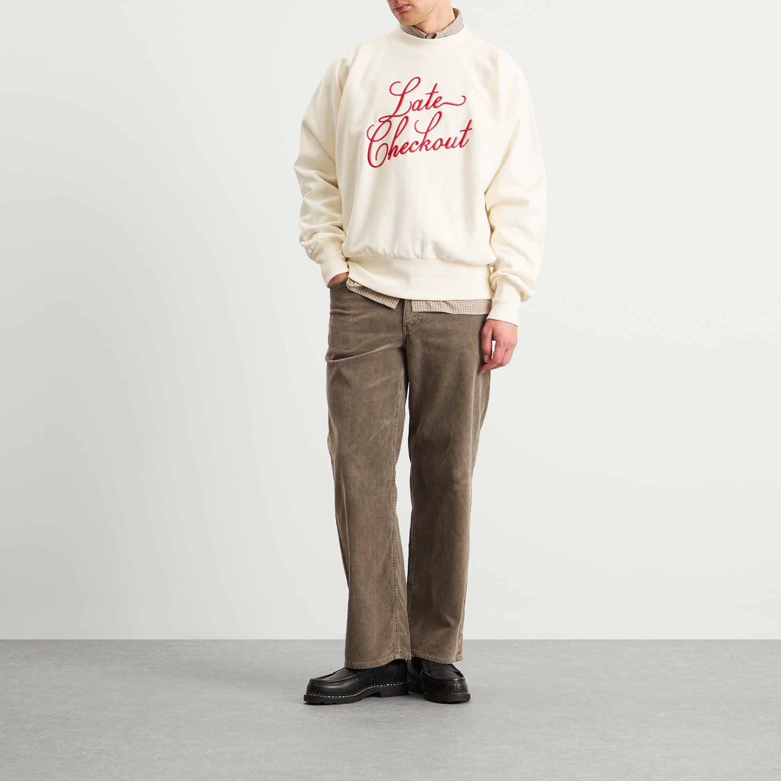 Men's White/Red Script Crewneck Sweatshirt