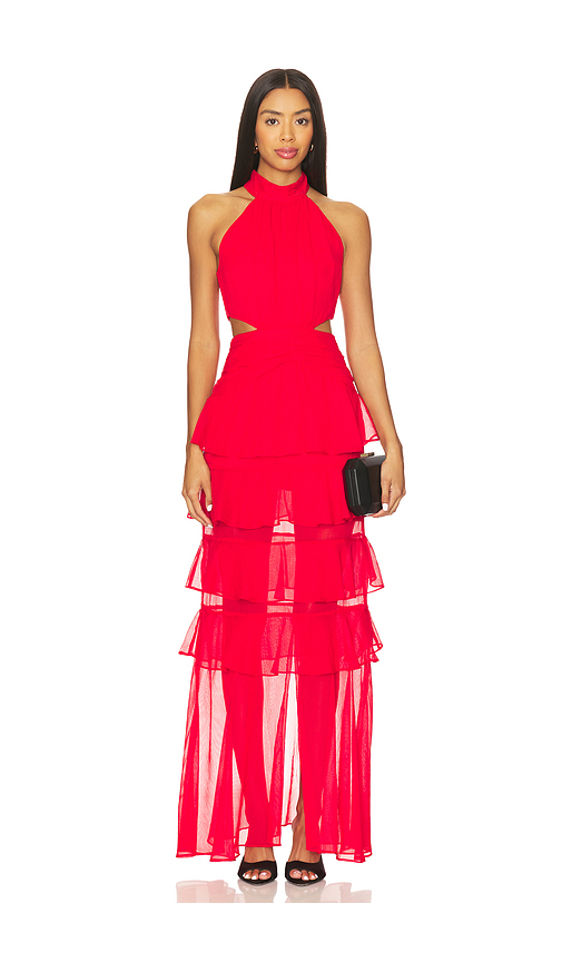 ELLIATT Lilja Halter Neck Maxi Dress in Red. XL. Also in S, XS, M