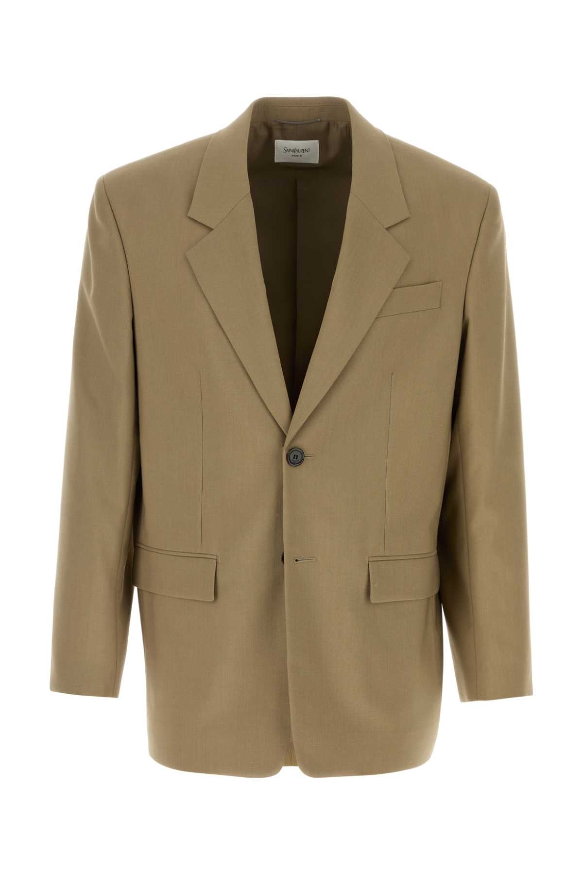 Virgin Wool and Mohair Blazer — Beige